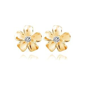 18k Sterling Silver Plumeria Camellia Stud Earrings | Diamond